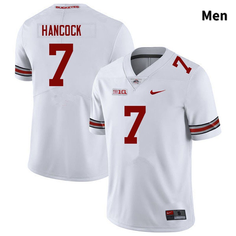 Ohio State Buckeyes Jordan Hancock Men's #7 White Authentic Stitched College Football Jersey